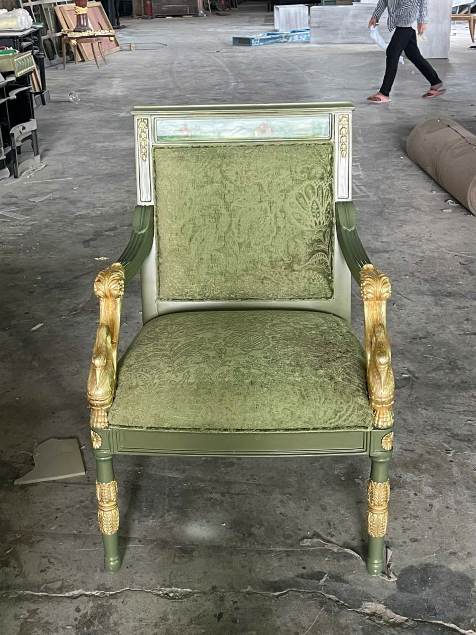 Ghế armchair tân cổ điển LOUIS XVI dát vàng